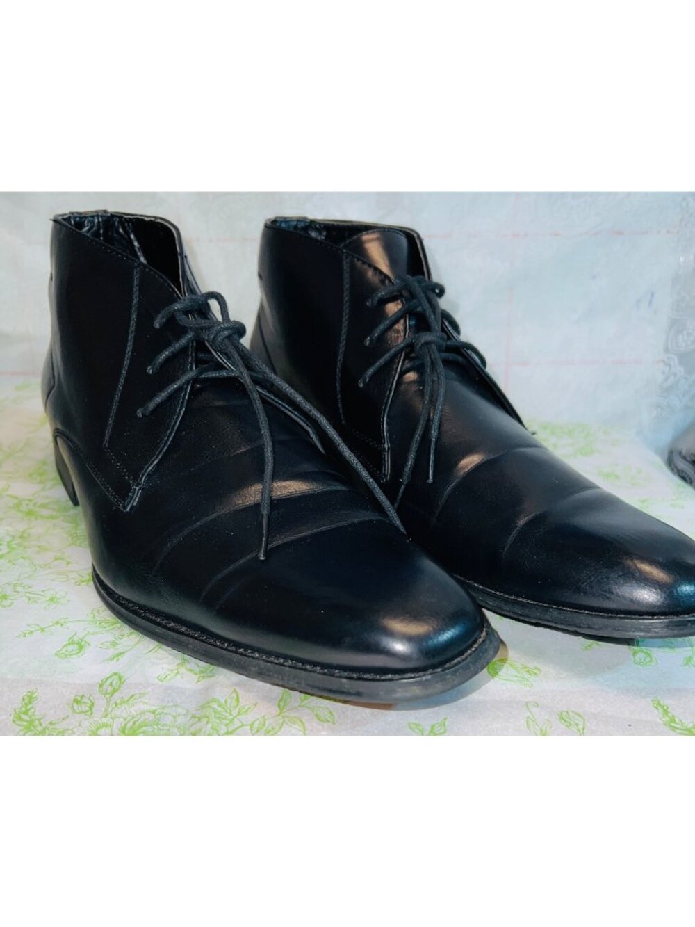 Faranzi Men’s Size 11 Black Leather Chukka Boots Lace Up Dress Ankle Shoes Boot
